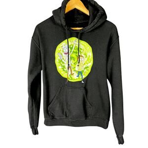 Rick and Morty Adult Swim Black Graphic Pullover Hoodie - Size Small